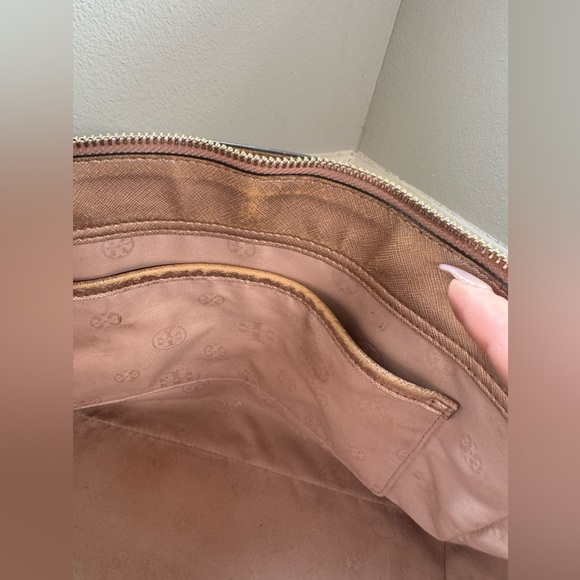 Tory Burch Rose gold Tote pink blush metallic Shoulder Bag satchel m Shimmer - Picture 10 of 12
